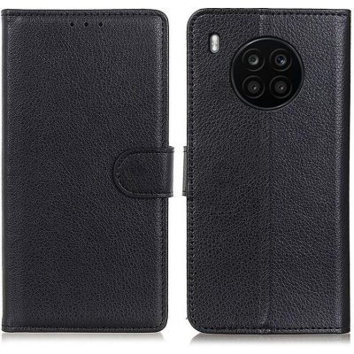 Litchi PU kožené peněženkové pouzdro na mobil Huawei Nova 8i/Honor 50 Lite - černé – Hledejceny.cz