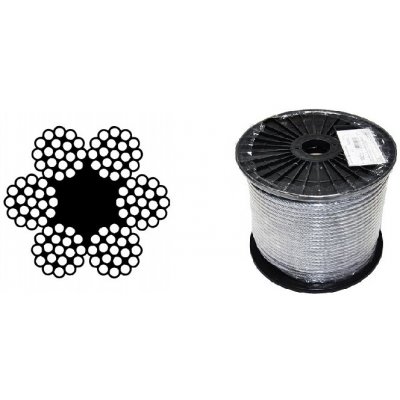 Lano ocelové 6x19M-FC, 8mm, Zn, cívka 50m – Hledejceny.cz