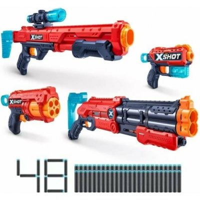 X-SHOT Velká sada Vigilante, Hawk Eye, Fury 4, Kickback 6 plechovek, 48 nábojů – Zboží Dáma