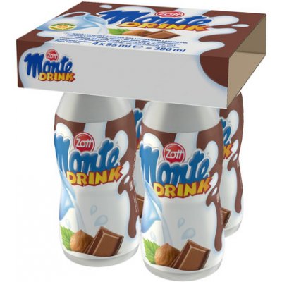 Zott Monte drink mléčný nápoj čokoládový s lískovými oříšky 4 x 95 ml – Zboží Dáma