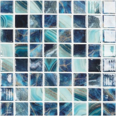 Vidrepur Nature Royal mozaika 31,5 x 31,5 x 0,45 cm kostičky 3,8 x 3,8 cm modrá lesklá 2m²