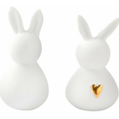 räder Velikonoční dekorace Rabbits / Heart, bílá barva, porcelán – Zboží Mobilmania
