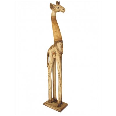 Axin Trading s.r.o. Dřevěná žirafa stojící, textura, bílá, 120 cm – Zbozi.Blesk.cz