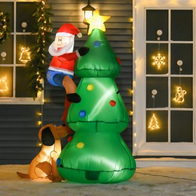 HOMCOM Nafukovací stromek se Santa Clausem a psem 180 cm – Hledejceny.cz