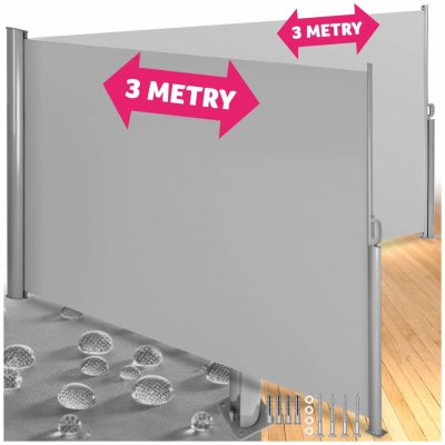 tectake 402331 oboustranná markýza výsuvná s rolovacím mechanismem - 160 x 600 cm,šedá – HobbyKompas.cz