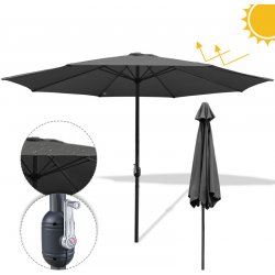 Wolketon 3m-3,5m slunečník Market Umbrella s ruční klikou UV40+ Venkovní slunečník Patio Garden Umbrella, Šedá, 3,5m