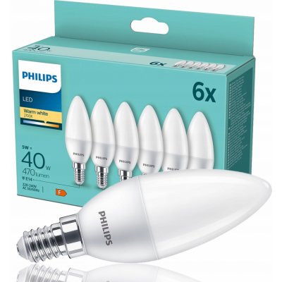 Philips Lighting 871951431344600 LED EEK2021 F A G E14 svíčkový tvar 5 W = 40 W teplá bíl – Zboží Mobilmania