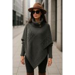Fashionweek Luxusní pončo svetr s teplým rolákem NOEMI grafitová – Sleviste.cz