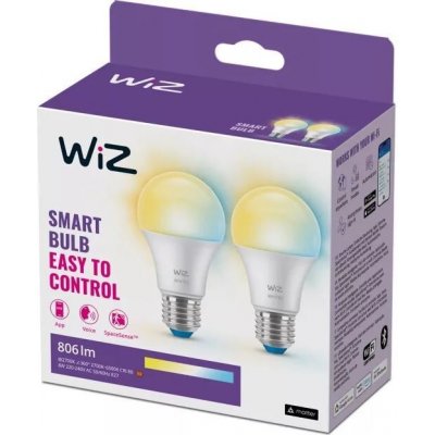 WiZ SET 2x LED žárovka E27 A60 8W 60W 806lm 2700-6500K CRI80 IP20, stmívatelná – Hledejceny.cz