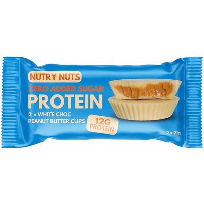 NUTRY NUTS Proteinové košíčky bílá čokoláda s arašídovým máslem 2 x 21 g – Zboží Mobilmania