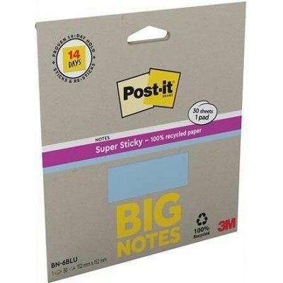 Samolepicí bloček "Super Sticky", modrá, 152 x 152 mm, 30 listů, 3M POSTIT 7100404744 – Hledejceny.cz