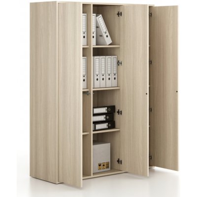 Frame, Kancelářská skříň 3x dveře, 1299 x 450 x 1735 mm, zámek PUSH-lock, dub přírodní – Zboží Dáma