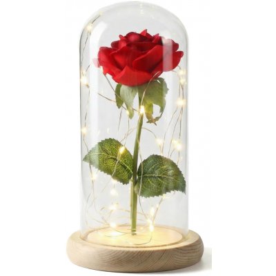 Medvídárek Svítící věčná růže ve skle - červená – Zboží Mobilmania