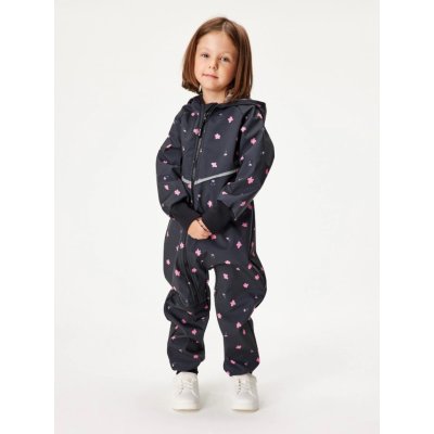 Unuo Batolecí softshellová kombinéza s fleecem Mini Černá Květiny – Zboží Mobilmania