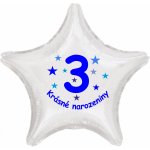 Krásné 3 narozeniny fóliový balónek hvězda pro kluky