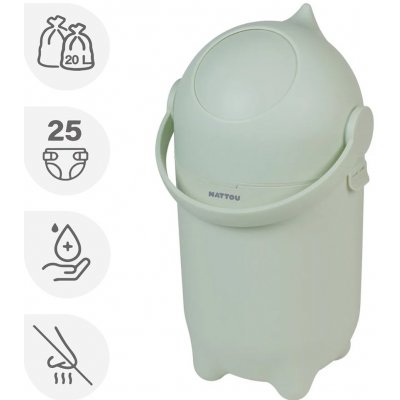 Nattou Koš na pleny Dropy Green 27 cm 20 litrů – Zboží Dáma