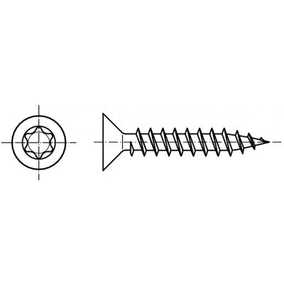 PROFISTYL Univerzální vrut se zápustnou hlavou TORX nerez A2 Varianta: Vrut záp.hlava A2 celozávit TORX 5,0x040 – Zbozi.Blesk.cz