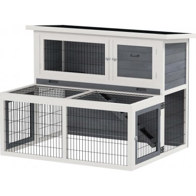 PawHut dřevěná králíkárna Figo 1220 x 950 x 935 mm – Sleviste.cz