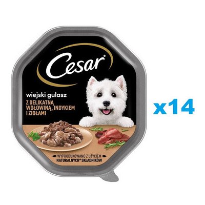 Cesar Adult v omáčce s jemným hovězím krůtím masem a bylinkami 14 x 150 g – Zboží Mobilmania