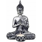 Nefertitis Buddha meditující thajská soška se stojánkem na čajovou svíčku 20,5 cm - 20,5 cm – Zboží Mobilmania