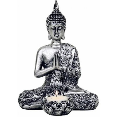 Nefertitis Buddha meditující thajská soška se stojánkem na čajovou svíčku 20,5 cm - 20,5 cm