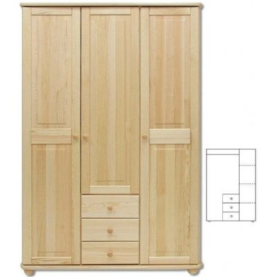 Nábytek z lesa Šatní skříň Country 3+3P SF101 masiv borovice 125 x 190 x 60 cm – Sleviste.cz