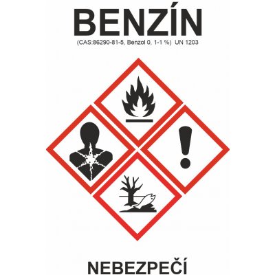 GHS štítek - Benzín symboly samolepící vinylová fólie A5 (210 x 148 mm) – Hledejceny.cz
