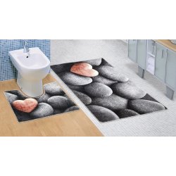 Bellatex 3D tisk sada tmavé kameny sada 60 x 100 , 60x50 cm WC