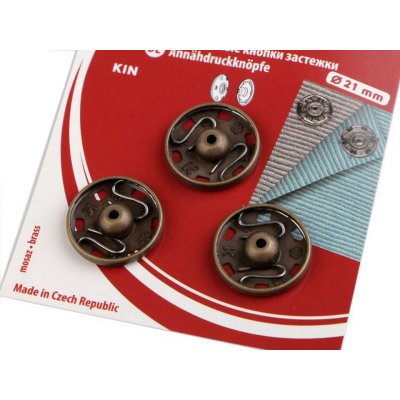 Kovové patentky / stiskací knoflíky Varianta: 28/21 mm 8 staromosaz, Balení: 1 karta – Hledejceny.cz