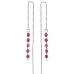 AGAIN Jewelry Stříbrné řetízkové náušnice s rubínem AJKNS007 – Sleviste.cz