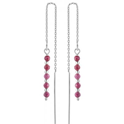 AGAIN Jewelry Stříbrné řetízkové náušnice s rubínem AJKNS007 – Sleviste.cz