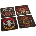 CurePink Tácky pod sklenice Stranger Things Phrases balení 4 ks 10x10cm – Sleviste.cz