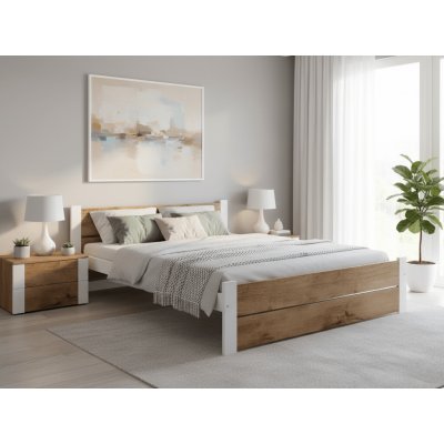 Textilomanie Ikaros Double dub artisan / bílá s laťkovým roštem Matrace Somnia 18 cm – Zboží Mobilmania