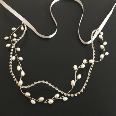 B-TOP Perlová čelenka do vlasů s kamínky Druh barvy: Zlatá – Sleviste.cz