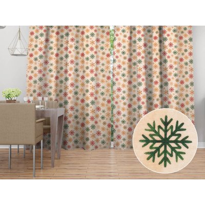Biante Dekorační závěs Leona LN-179 Barevné vločky na béžovém 130x210 cm – Hledejceny.cz