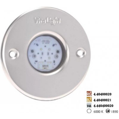 LED Světlo Hugo Lahme - Denní bílá 6000 K; 24 V; 4 LED, Ø 110 mm, červený bronz - odolná vůči slané vodě, pro fóliové a betonové bazény – HobbyKompas.cz