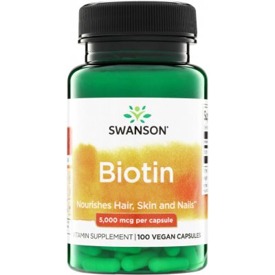 Swanson Biotin 5000 ug 100 veganských kapslí – Hledejceny.cz