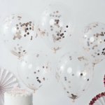 Ginger Ray BALONKY latexové transparentní s konfetami Rose Gold BABY IN BLOOM 30cm – Zboží Dáma