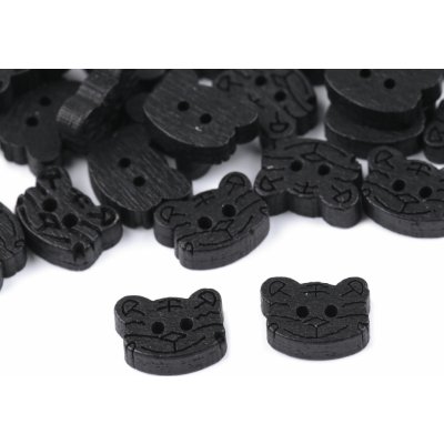 Výprodej - Dřevěný dekorační knoflík kočka - černá 50ks Varianta: 2 černá, Balení: 50 ks – Zboží Dáma