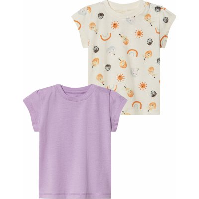 lupilu Dívčí triko s BIO bavlnou kusy lila fialová bílá