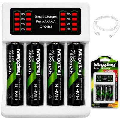 Verk Group Nabíječka na akumulátory aa, aaa a led + 4 akumulátory aa, kabel usb-c – Hledejceny.cz