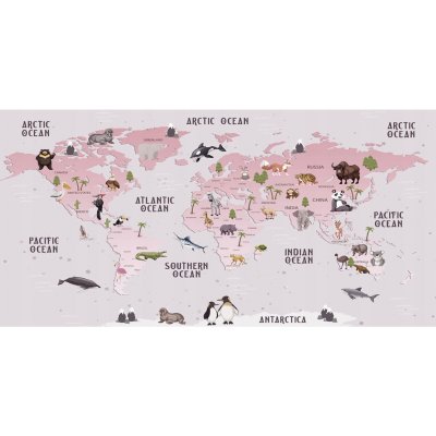 Ochranná podložka na stůl 90 x 45 cm mapa světa růžová – Zbozi.Blesk.cz