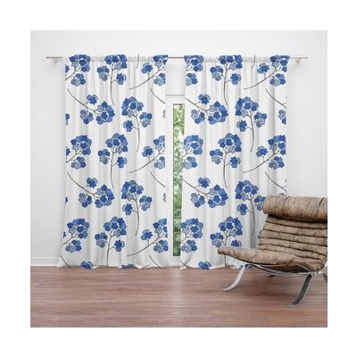 Sablio Závěs Modré kvítí: 2ks 140x250cm – Hledejceny.cz