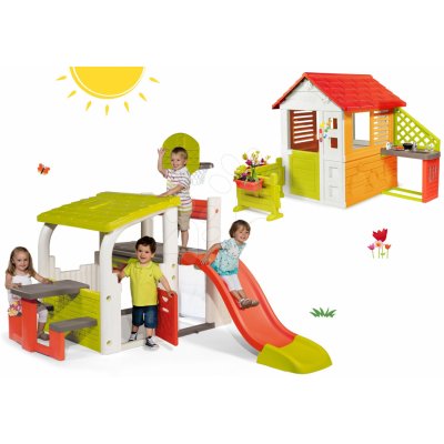 Smoby Set hrací centrum Fun Center 150 cm a domek Jura Lodge