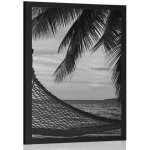 Plakát houpací síť na pláži v černobílém provedení - 60x90 black – Hledejceny.cz