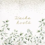 Svatební kniha hostů 26 stran 21x21 cm - zelené listy, předtištená – Zboží Dáma