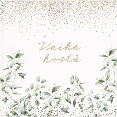 Svatební kniha hostů 26 stran 21x21 cm - zelené listy, předtištená – Zboží Dáma