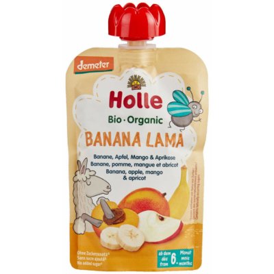 Holle Banana Lama Bio pyré banán jablko mango a meruňka 100 g – Hledejceny.cz