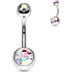 Atreya titanový piercing do pupíku s barevnými zirkony Merey aurora borealis duhová 5 & 8 mm 6 mm – Zboží Dáma