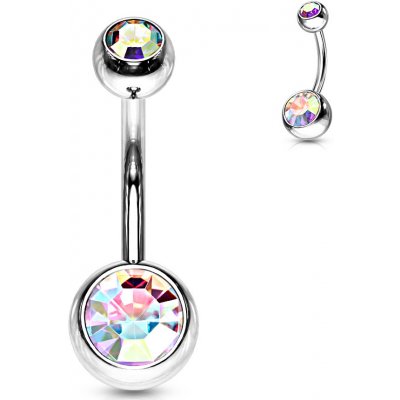 Atreya titanový piercing do pupíku s barevnými zirkony Merey aurora borealis duhová 5 & 8 mm 6 mm – Zboží Dáma